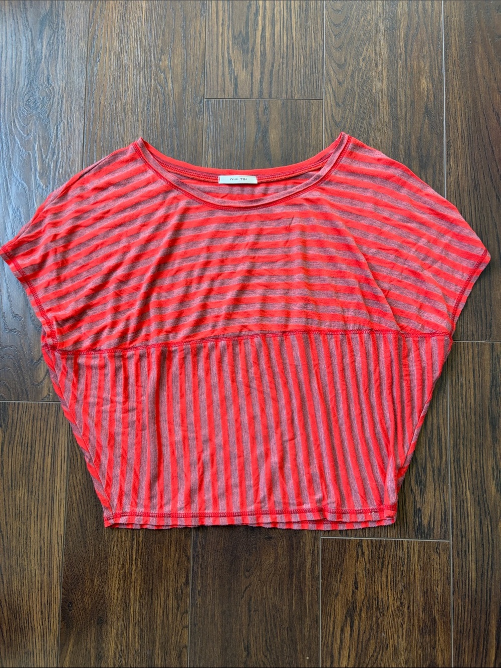 GUC maitai Red & Gray Striped Crop Top